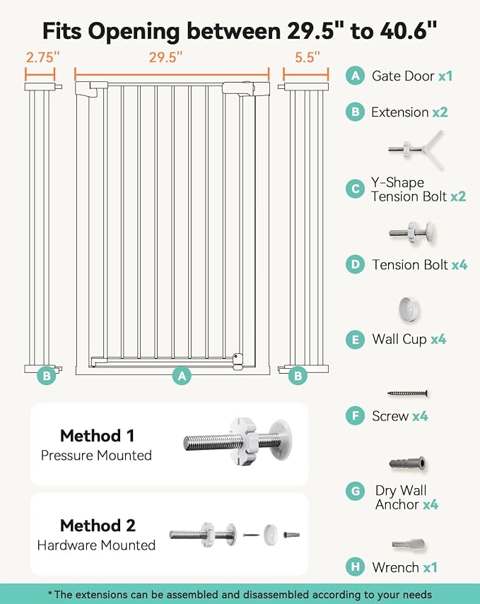 COMOMY 42" Extra Tall Baby Gate - Image 8