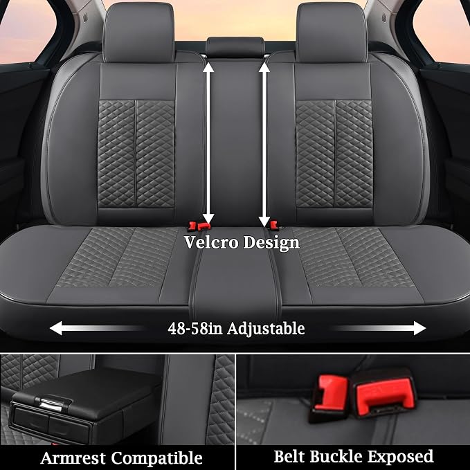 Doogo Car Seat Covers Full Set, Leather Seat Covers 5 Seats, Automotive Seat - Image 3
