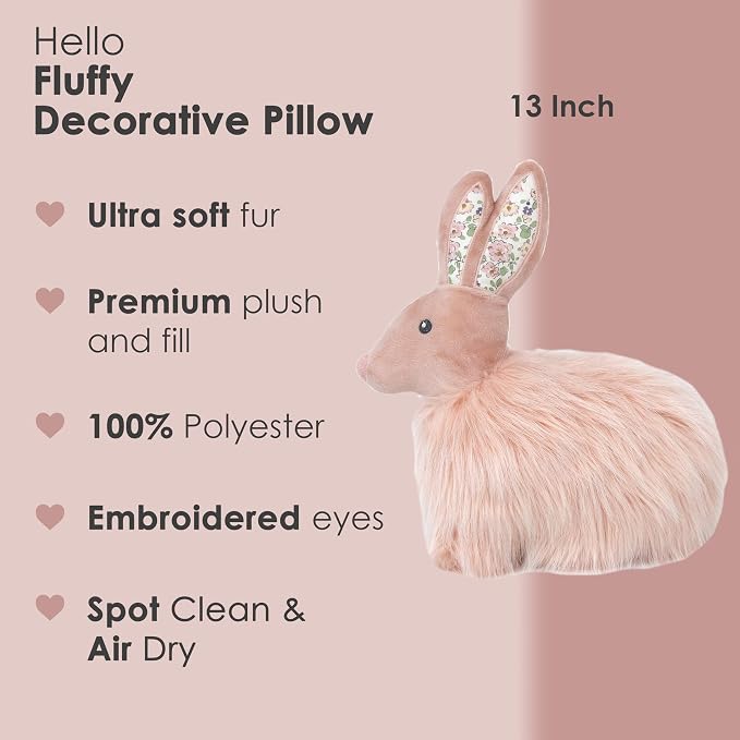 MON AMI Fluffy Bunny Décor Pillow, Soft & Cuddly Plush, Premium Throw Pillow - Image 2