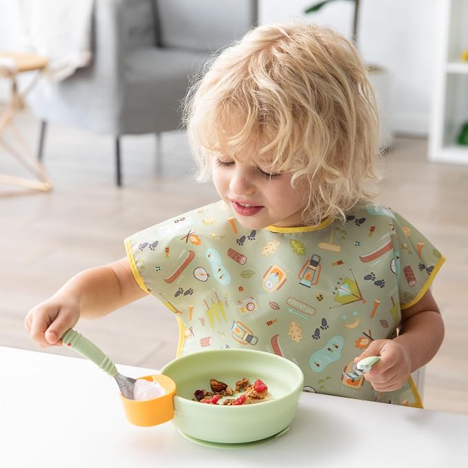 Bumkins Toddler Utensils, Kids Size Fork and Spoon Set, Silicone and - Image 4