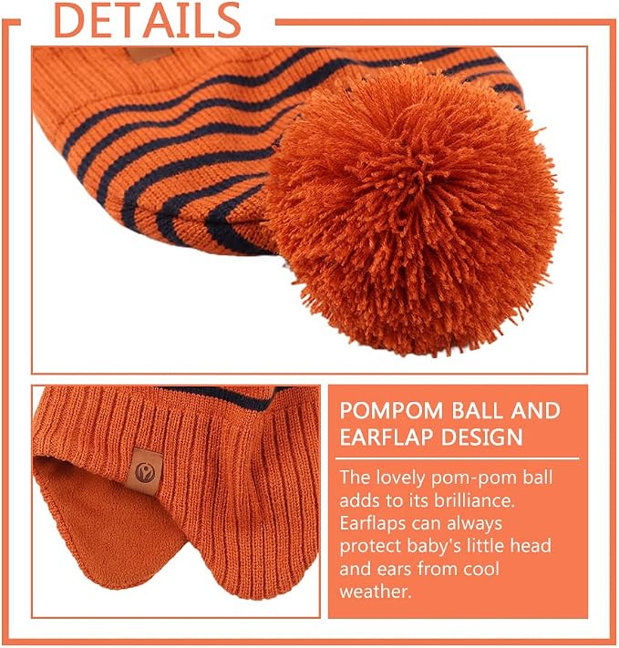 JANGANNSA Knitted Baby Hat Scarf Set Winter Warm Boys Girls Beanie Fleece - Image 3