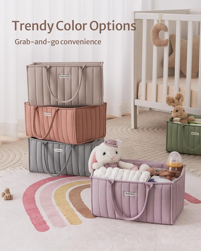 Blissful Diary Baby Diaper Caddy Organizer, Stylish Storage Basket - Image 8