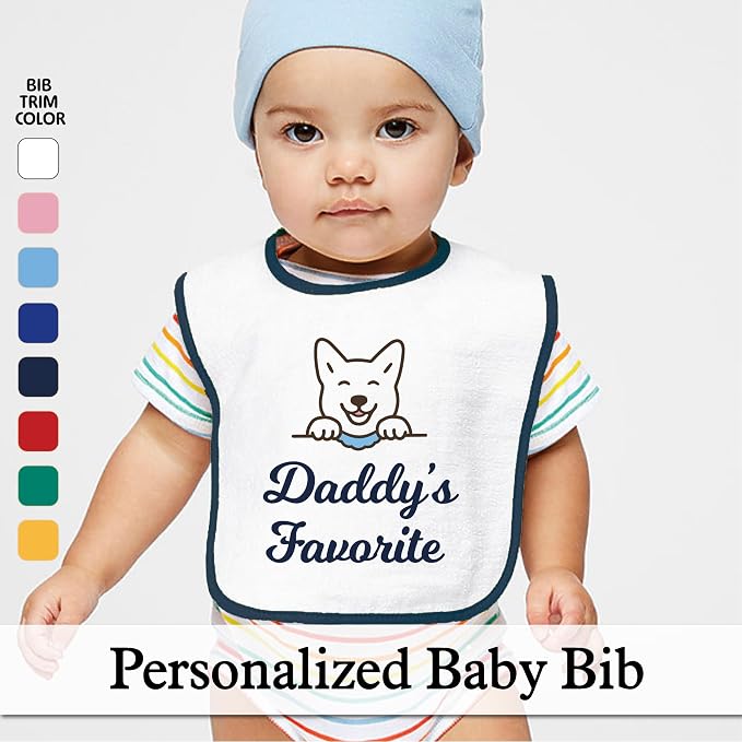 Personalized Baby Bib – Soft Cotton Terry, Cute Jindo Dog Design - Image 2