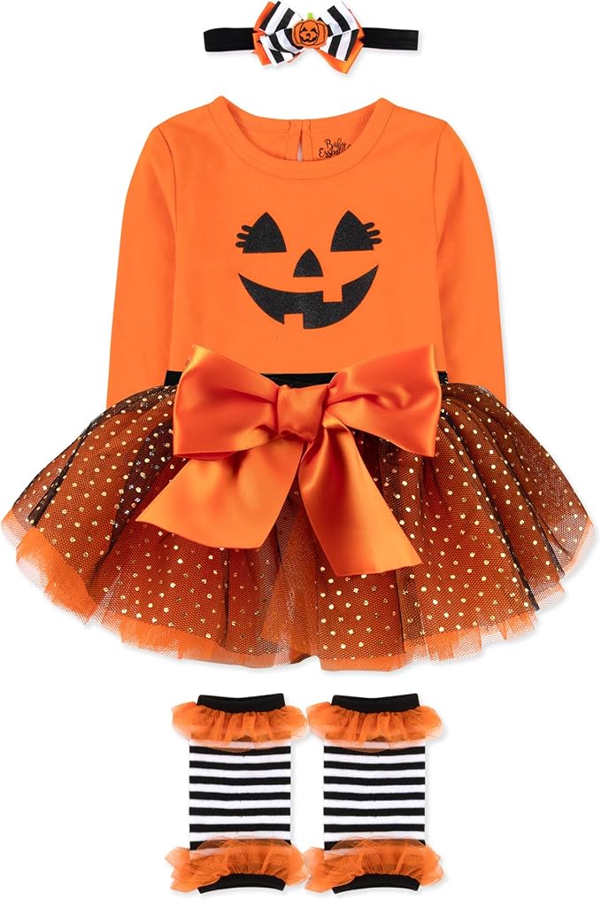 Baby Girl Holiday Outfit 4-Piece Set – Long Sleeve Bodysuit, Tutu Skirt & - Image 2