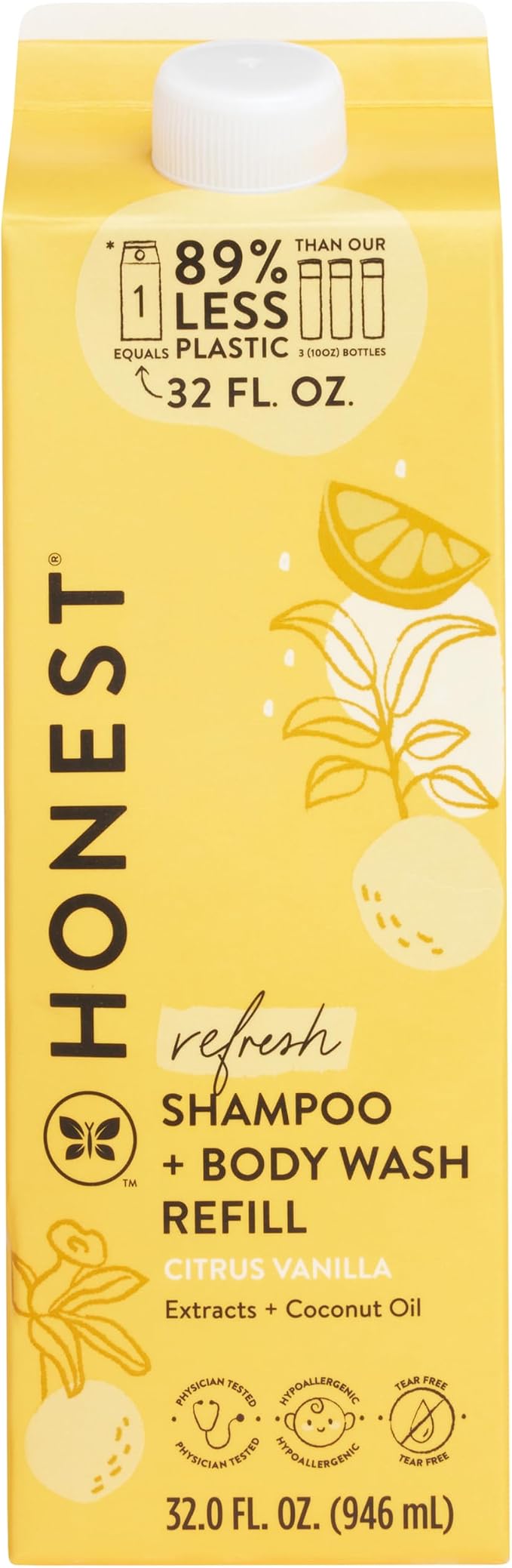The Honest Company 2-in-1 Cleansing Shampoo + Body Wash Refill Carton | Gentle by TheHonestCompany