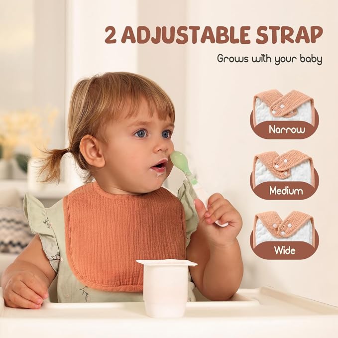6-Pack Muslin Baby Bibs for Unisex Boys Girls, Cotton Baby Drool Bibs, Drooling - Image 3
