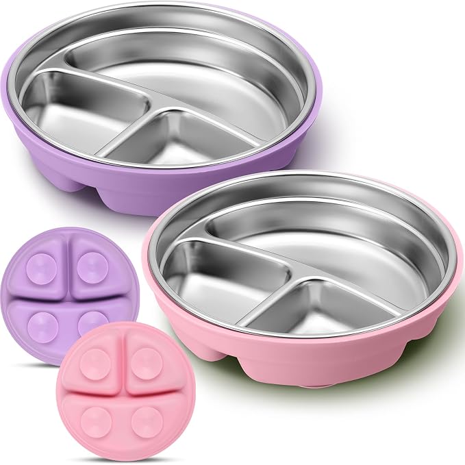 Nuogo 2 Pcs Stainless Steel Baby Suction Plates by Nuogo