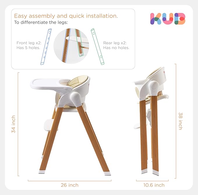 KUB High Chair for Babies and Toddlers Adjustable Foldable Convertible 5 Point - Image 7