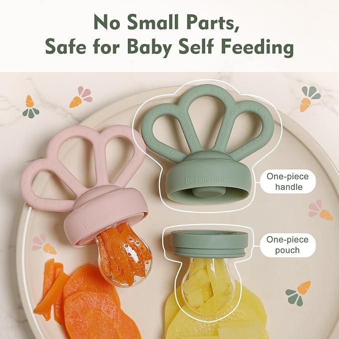 Bessentials Carrot Baby Fresh Fruit Food Feeder & 2 Pack Silicone Mesh Feeders - Image 4