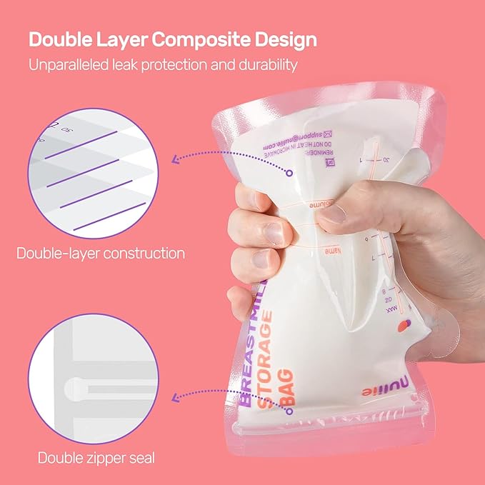 Nuliie 300 Pcs Breastmilk Storage Bags, 8 OZ Breast Milk Storing Bags, Milk - Image 3