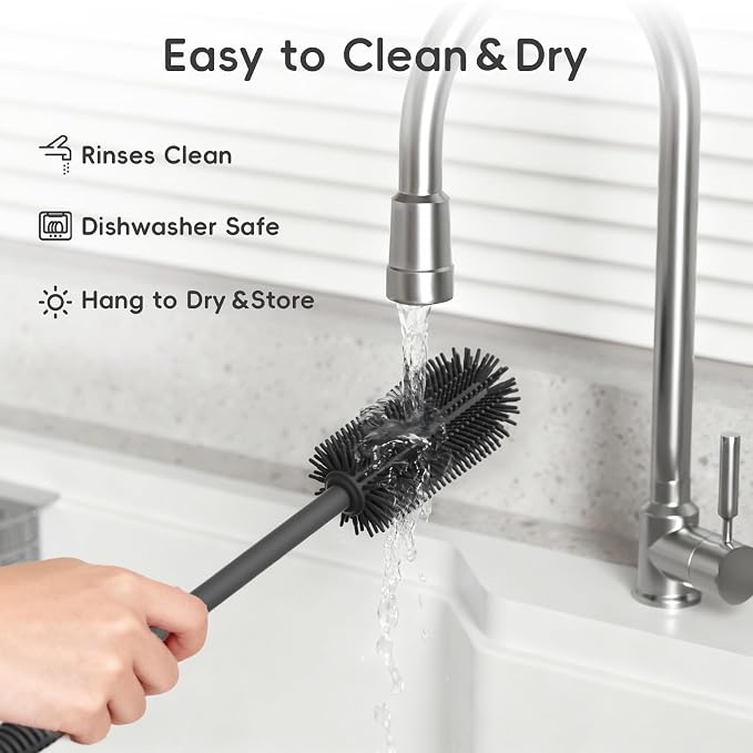 Baby Bottle Brush and Straw Cleaner Brush Set, Extra Long Double-Ended Soft - Image 3