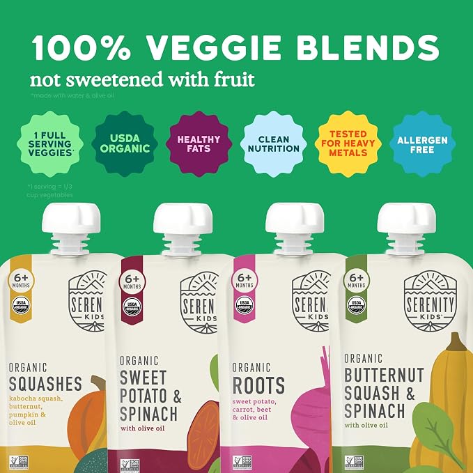 Serenity Kids 6+ Months Veggie Puree Organic Baby Food Pouches - Image 3