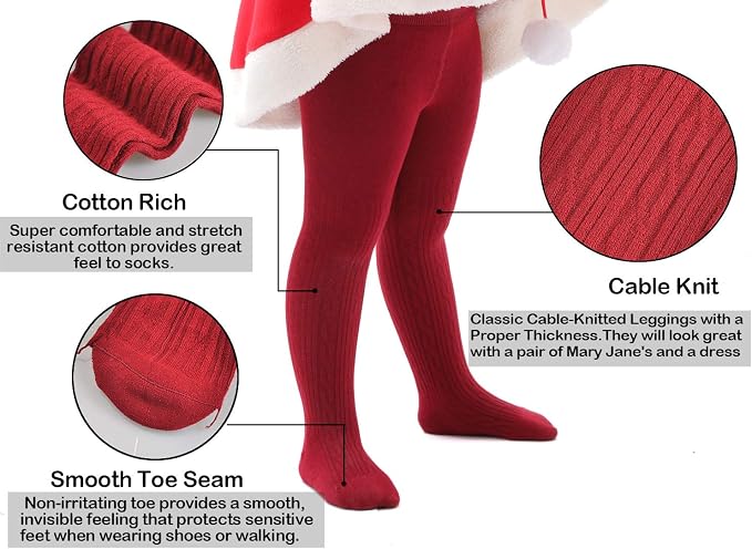 EPEIUS Baby Girl Tights Thick Cable Knit Leggings Stockings Cotton Pantyhose - Image 3