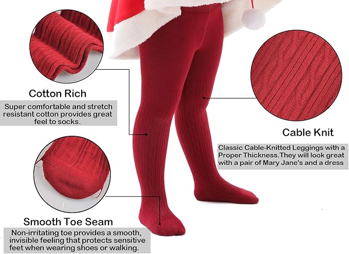 EPEIUS Baby Girl Tights Thick Cable Knit Leggings Stockings Cotton Pantyhose - Image 3