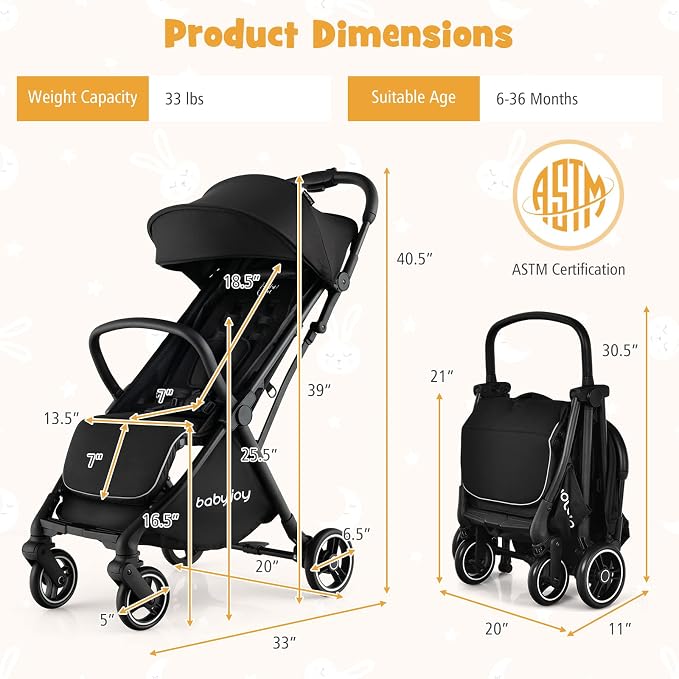 BABY JOY Lightweight Baby Stroller, Compact Travel Stroller - Image 7