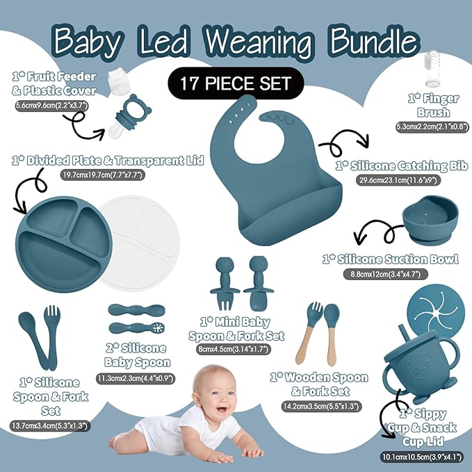 Baby Led Weaning Supplies, 17 Piece BPA-Free Silicone Feeding Set, Eating - Image 2