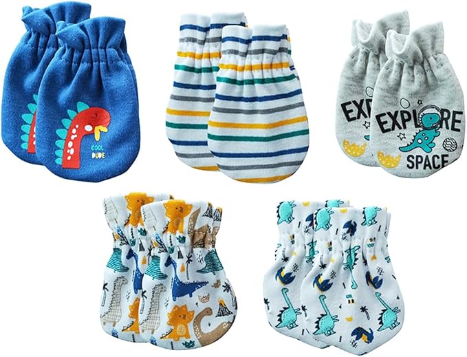 5 Pairs Baby Not Scratch Mittens 0-6 Months New Born Boy Girl Gloves Cute - Image 2