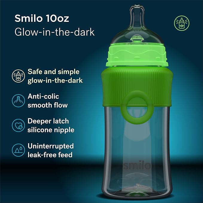 Smilo Baby Bottle Set with Stage 0 Slow Flow Anti Colic Nipple, 10 Oz / 300 ml - Image 3