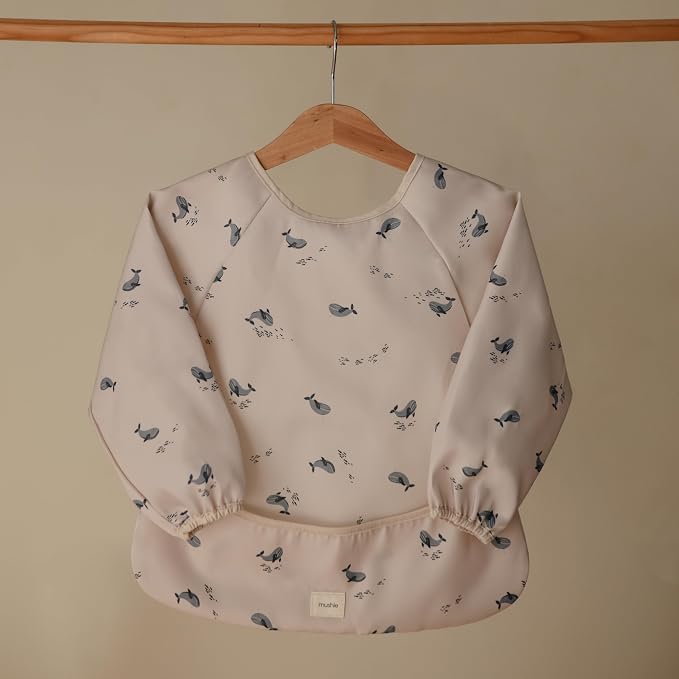mushie Long Sleeve Baby Bib | Water Resistant Adjustable Fit - Image 3