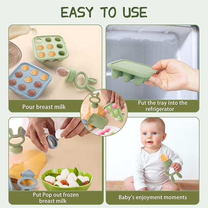 WAJIAYON Baby Food Freezer Tray, Silicone Nibble Freezer Tray, Baby Fruit Food - Image 3