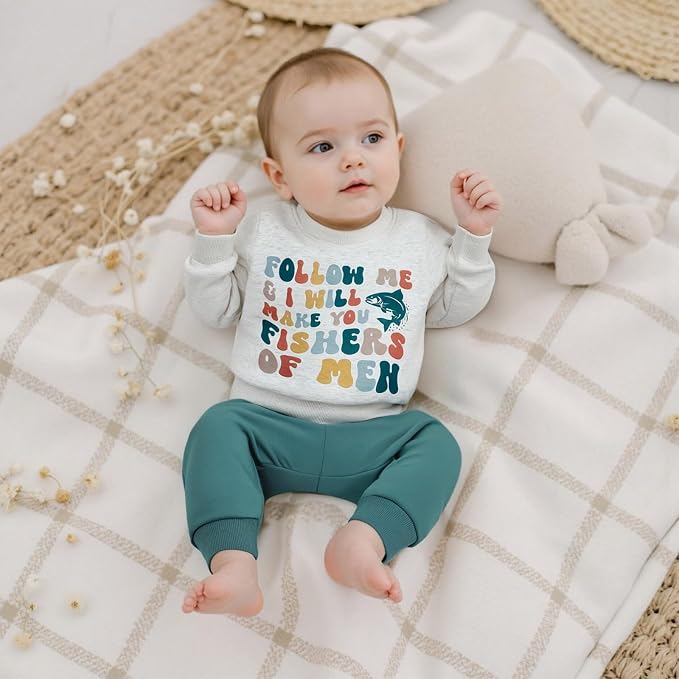 Nyapruwe Toddler Baby Boy Fall Outfit Funny Print Long Sleeve Sweatshirt - Image 3