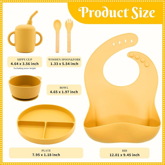 Silicone Baby Feeding Set 6 Pcs, Baby Led Weaning Supplies, Baby Feeding - Image 7