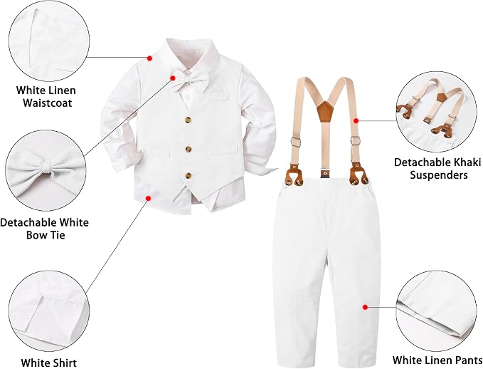 SANGTREE Boys Cotton Linen Suit Formal Set Baby Clothes Boy Gentleman Wedding - Image 2