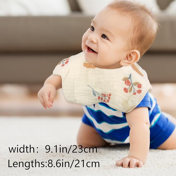 Baby Bibs Muslin Bibs for Baby Girl Boy for Drooling and Teething 10 Pack - Image 4