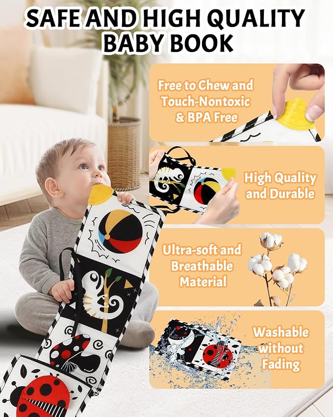 Tummy Time Toys, High Contrast Baby Book - Image 7