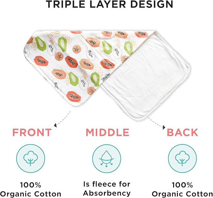 5-Pack Organic Cotton Burp Cloths – Large, Ultra-Soft 3-Layer Towels - Image 2