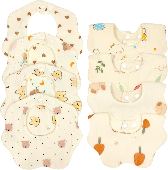 EllieHouse Baby Bibs for Girls Boys 8 Pack Muslin Drool Teeth Drooling Teething by EllieHouseVIPBrandExclusive