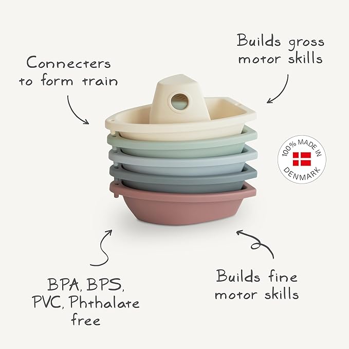 mushie Stackable Bath Boats Toy | Floating Bathtub Toys - Image 3