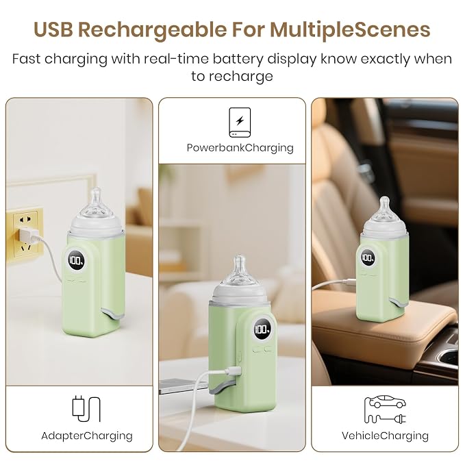 Portable Bottle Warmer for Travel, Precise Temperature Milk Warmer, 10000mAh - Image 4