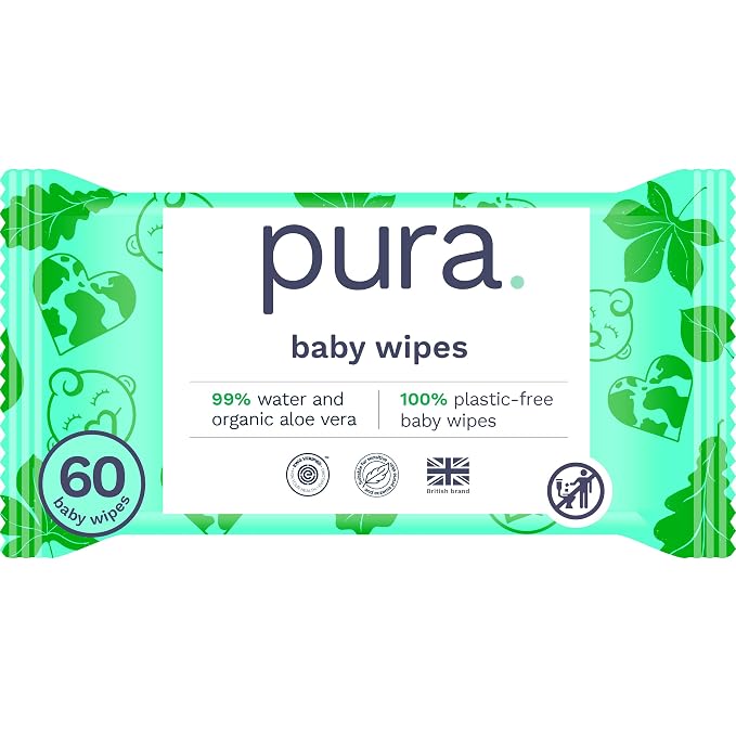 Pura Natural Sensitive Baby Wipes, 99% Water, Unscented & Hypoallergenic by MyPura