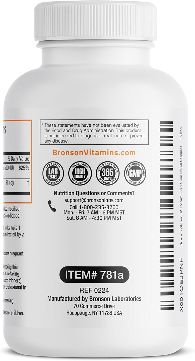 Bronson Vitamin K2 D3 Supplement Non-GMO Formula Vitamin D3 5000IU & 90 mcg K2 - Image 7