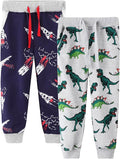 LOKTARC 2 Pack Boys Drawstring Sweatpants Cute Pattern Cotton Sport Jogger Pants by LOKTARC