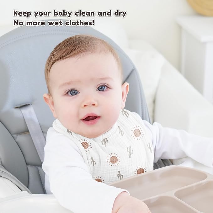 Susurration Muslin Baby Drool Bibs 10Pack Soft Square Adjustable Bandana Bibs - Image 4