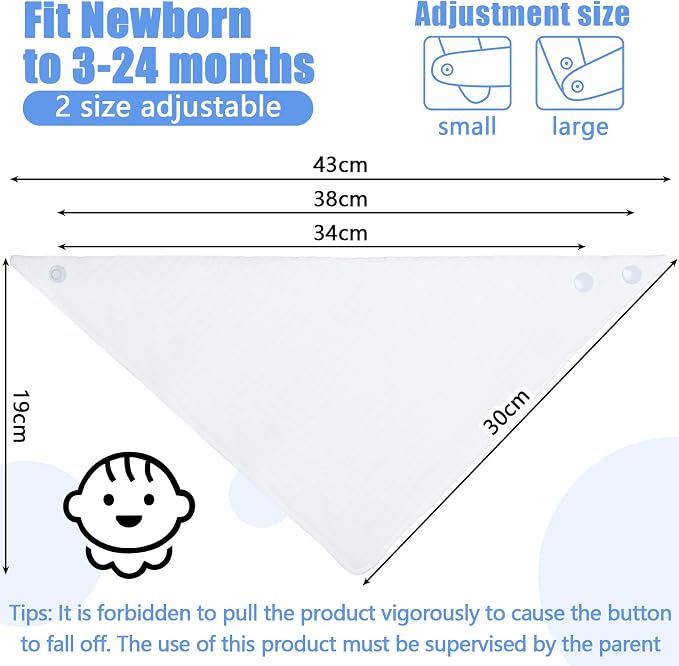 Giegxin 30 Pcs Muslin Baby Bibs White Bandana Drool Unisex Girls Boys Triangle - Image 2