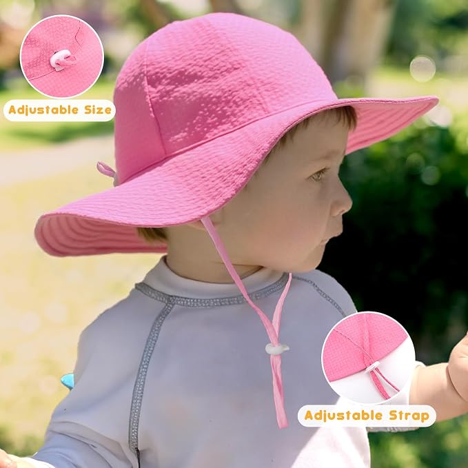 HONGTEYA Baby Sun Hat Toddler Girl Beach Hat Adjustable Outdoor Summer Hat UPF - Image 3