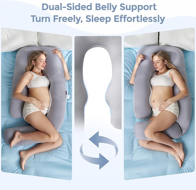 Momcozy Pregnancy Pillow with Cooling Cover, Dreamlign U Pro Maternity Pillow - Image 8