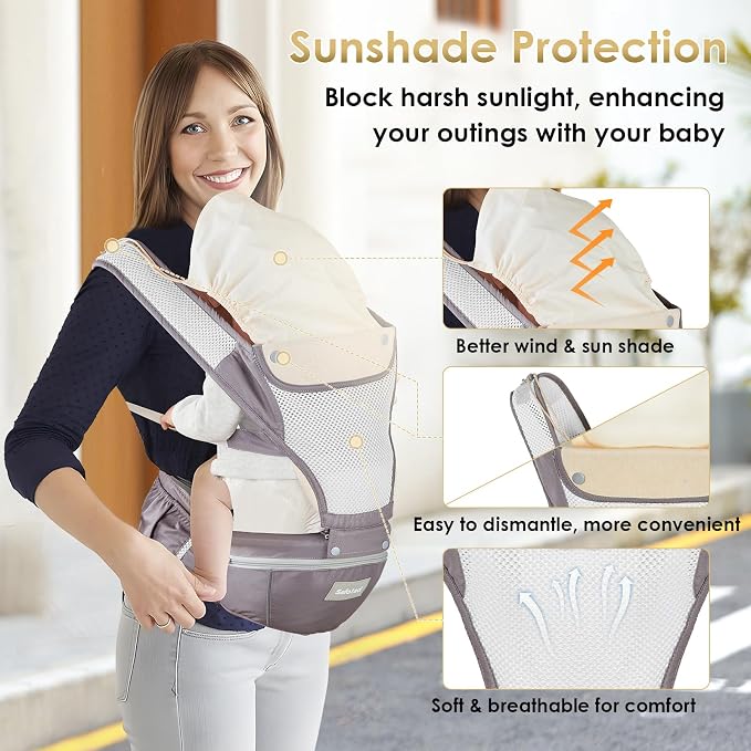 Baby Carrier Newborn to Toddler, Lightweight Ergonomic Baby Hip Seat Carrier Up - Image 3