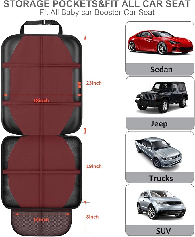 Car Seat Protector, 2 Pack Automotive Seat Protectors Baby Carseat Pad - Image 3