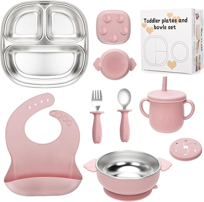 Stainless Steel Kids Plates and Bowls Set by MISSLILI