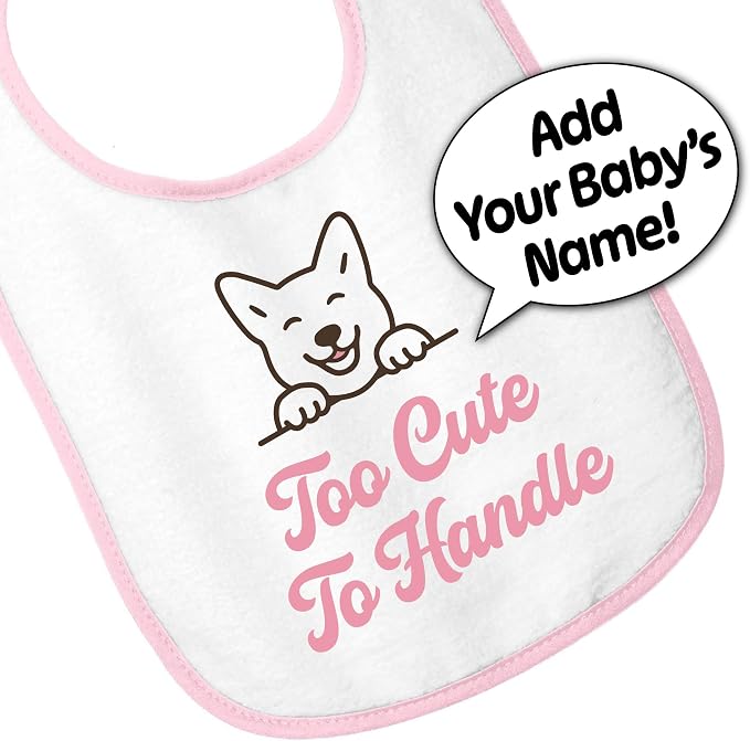 Personalized Baby Bib – Soft Cotton Terry, Cute Jindo Dog Design - Image 3