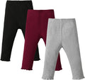 SOBOWO Baby Girl Leggings Pants Toddler Girls Solid Ribbed Pants 3 Pack Ruffle by SOBOWO