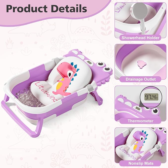 Collapsible Baby Bathtub for Newborn, Foldable Baby Bath Tub - Image 2