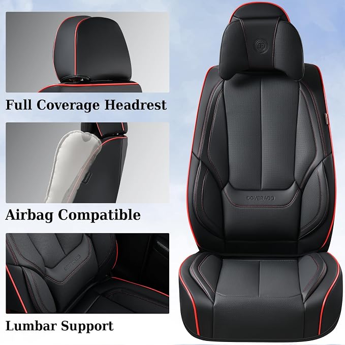 Coverado Universal Seat Covers Front, Waterproof Nappa Leather Car Seat Covers - Image 4