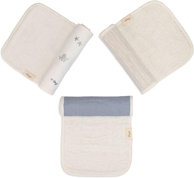 Crane Baby Muslin Baby Burp Cloths, Lightweight Absorbent Burp Cloth, Sea Life - Image 6