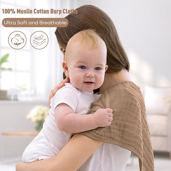 Yoofoss Muslin Burp Cloths for Baby 10 Pack 100% Cotton Baby Washcloths for - Image 2