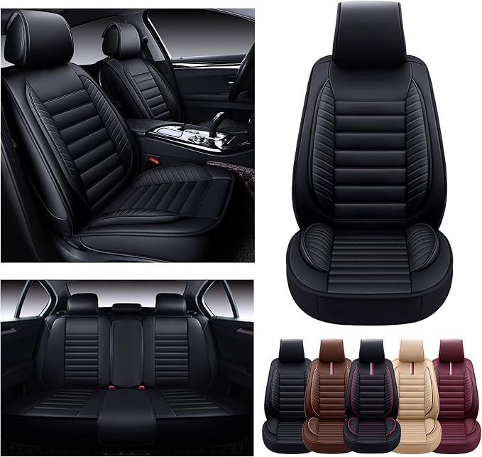 OASIS AUTO Car Seat Covers Premium Waterproof Faux Leather Cushion Universal - Image 4
